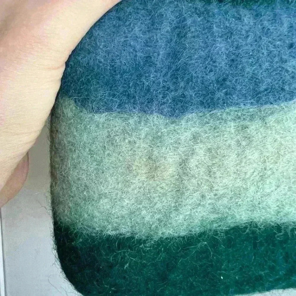 Anthropologie  Handmade Blue Green Gradient Bohemian Boho Cute Make Up Bag Pouch - Picture 3 of 9